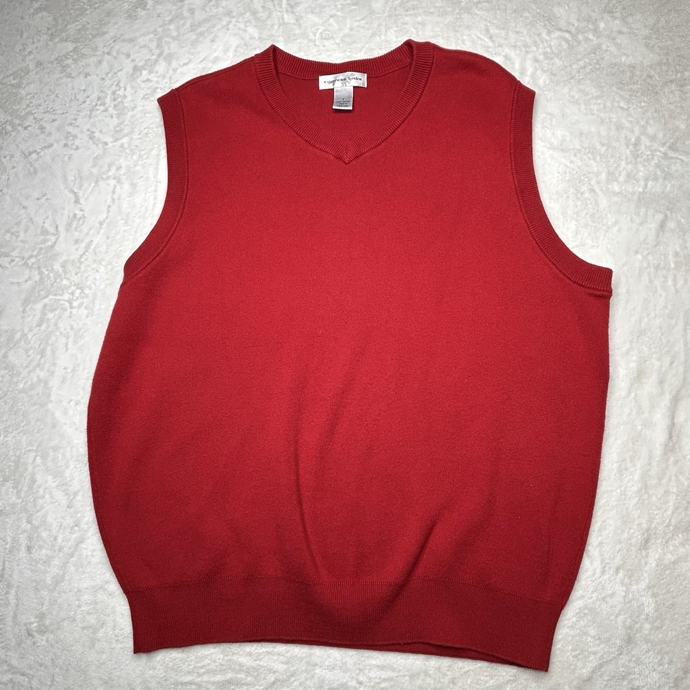 Cypress Links Men's Large Red‎ V-Neck Sleeveless Sweater Vest Golf Pullover